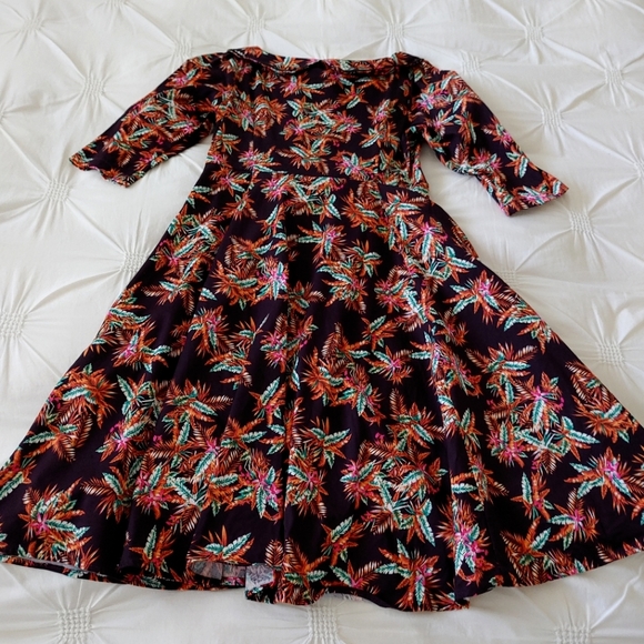 Hearts & Roses rockabilly tropical floral print midi dress. Size 12 - Picture 13 of 15
